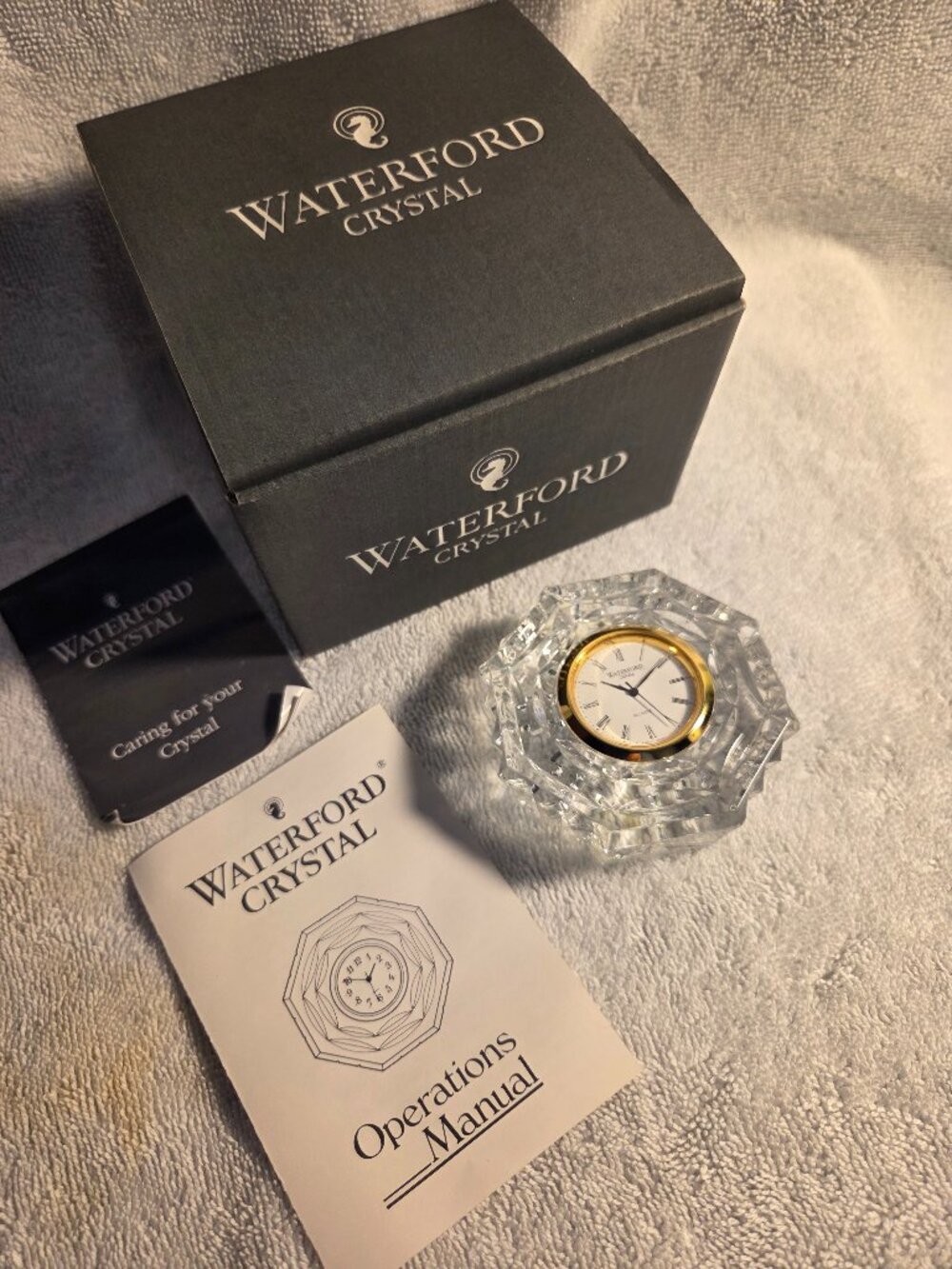 Waterford Gold Faced Octagonal Desk Clock 3"